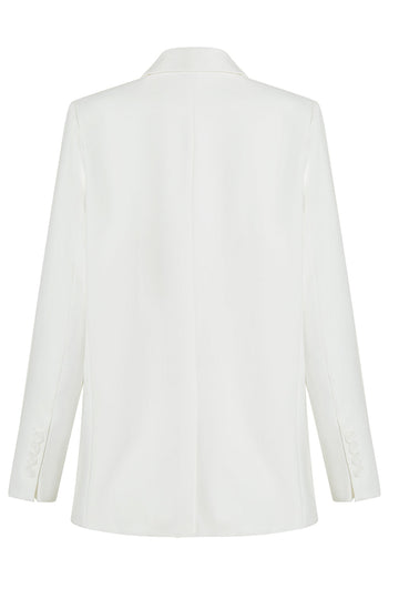 Hvit hakket jakke kvinner blazer
